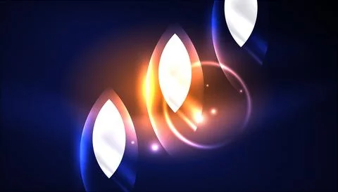 Abstract background vector neon glowing geometric elements. Hi-tech design for Stock Illustration