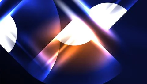 Abstract background vector neon glowing geometric elements. Hi-tech design for Stock Illustration