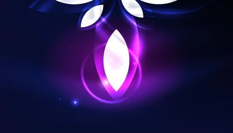 Abstract background vector neon glowing geometric elements. Hi-tech design for Stock Illustration