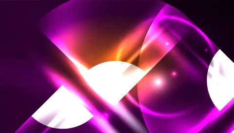 Abstract background vector neon glowing geometric elements. Hi-tech design for Stock Illustration