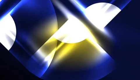 Abstract background vector neon glowing geometric elements. Hi-tech design for Stock Illustration