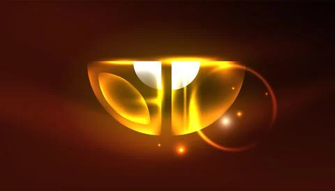 Abstract background vector neon glowing geometric elements. Hi-tech design for Illustrazione stock