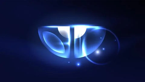 Abstract background vector neon glowing geometric elements. Hi-tech design for Illustrazione stock