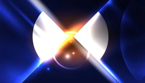 Abstract background vector neon glowing geometric elements. Hi-tech design for Stockillustratie