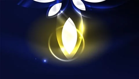 Abstract background vector neon glowing geometric elements. Hi-tech design for Illustrazione stock