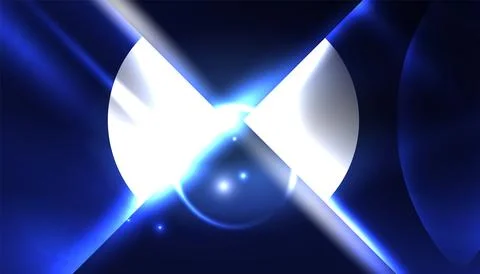 Abstract background vector neon glowing geometric elements. Hi-tech design for Illustrazione stock