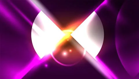 Abstract background vector neon glowing geometric elements. Hi-tech design for Stock Illustration