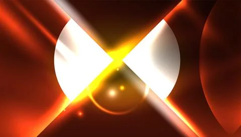 Abstract background vector neon glowing geometric elements. Hi-tech design for Illustrazione stock