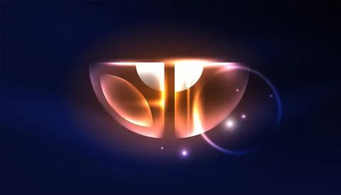 Abstract background vector neon glowing geometric elements. Hi-tech design for Stock Illustration