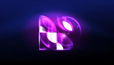 Abstract background vector neon glowing geometric elements. Hi-tech design for Stock Illustration