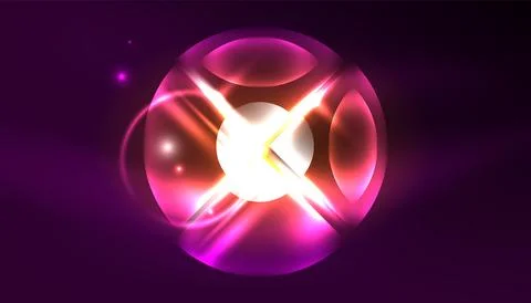 Abstract background vector neon glowing geometric elements. Hi-tech design for Stock Illustration