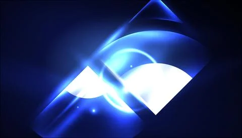 Abstract background vector neon glowing geometric elements. Hi-tech design for Illustrazione stock