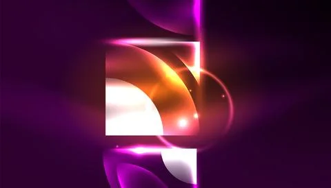 Abstract background vector neon glowing geometric elements. Hi-tech design for Stock Illustration