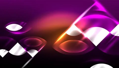 Abstract background vector neon glowing geometric elements. Hi-tech design for Illustrazione stock