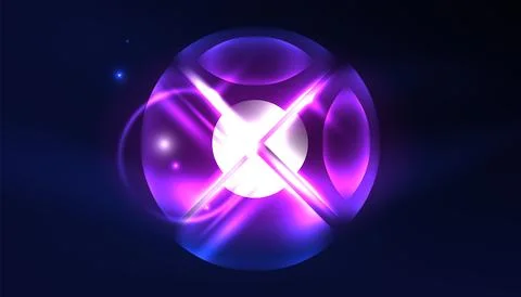 Abstract background vector neon glowing geometric elements. Hi-tech design for Stock Illustration