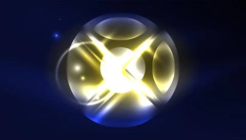 Abstract background vector neon glowing geometric elements. Hi-tech design for Stockillustratie