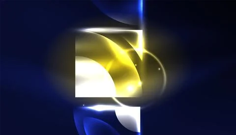 Abstract background vector neon glowing geometric elements. Hi-tech design for Illustrazione stock