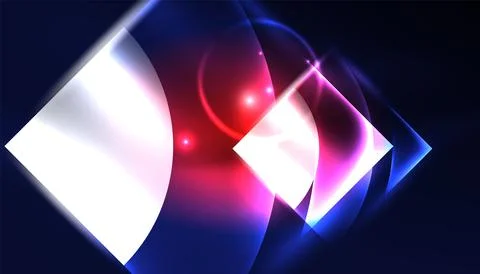 Abstract background vector neon glowing geometric elements. Hi-tech design for Stock Illustration