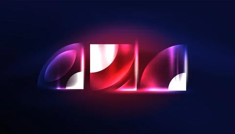Abstract background vector neon glowing geometric elements. Hi-tech design for Illustrazione stock