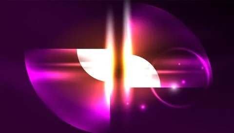 Abstract background vector neon glowing geometric elements. Hi-tech design for Stock Illustration
