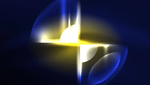 Abstract background vector neon glowing geometric elements. Hi-tech design for Illustrazione stock