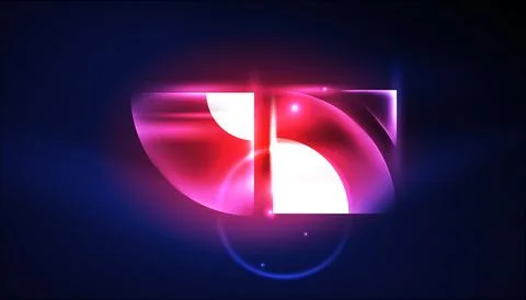 Abstract background vector neon glowing geometric elements. Hi-tech design for Illustrazione stock