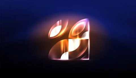 Abstract background vector neon glowing geometric elements. Hi-tech design for Illustrazione stock