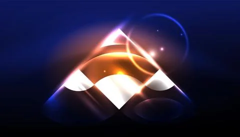 Abstract background vector neon glowing geometric elements. Hi-tech design for Stock Illustration