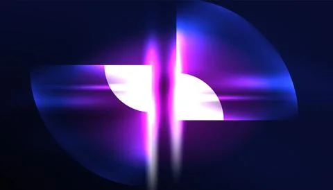 Abstract background vector neon glowing geometric elements. Hi-tech design for Stock Illustration