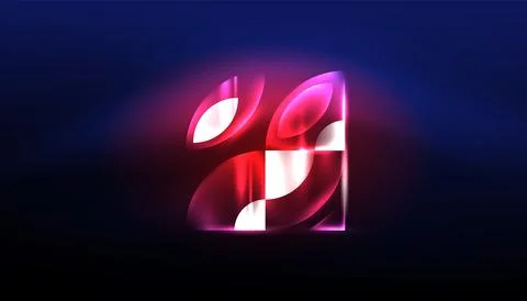 Abstract background vector neon glowing geometric elements. Hi-tech design for イラスト素材