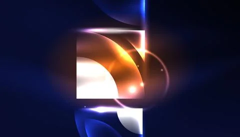 Abstract background vector neon glowing geometric elements. Hi-tech design for イラスト素材