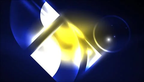 Abstract background vector neon glowing geometric elements. Hi-tech design for Stock Illustration