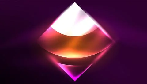 Abstract background vector neon glowing geometric elements. Hi-tech design for Stock Illustration