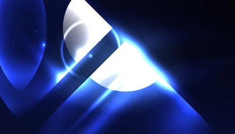 Abstract background vector neon glowing geometric elements. Hi-tech design for Stock Illustration