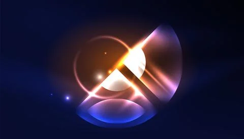 Abstract background vector neon glowing geometric elements. Hi-tech design for Stock Illustration