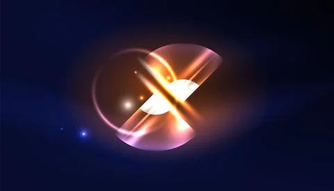 Abstract background vector neon glowing geometric elements. Hi-tech design for Stock Illustration