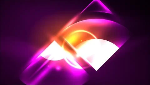 Abstract background vector neon glowing geometric elements. Hi-tech design for Stock Illustration