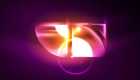 Abstract background vector neon glowing geometric elements. Hi-tech design for Illustrazione stock