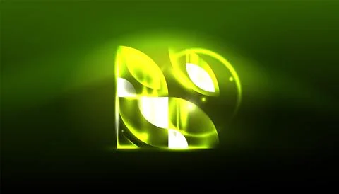 Abstract background vector neon glowing geometric elements. Hi-tech design for Stock Illustration