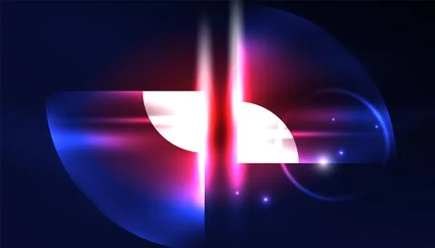 Abstract background vector neon glowing geometric elements. Hi-tech design for Illustrazione stock