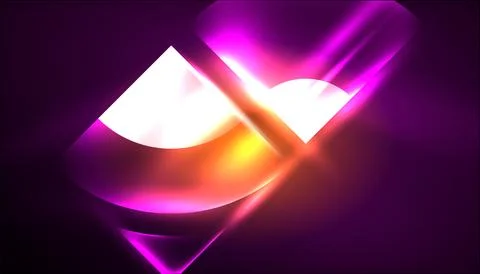 Abstract background vector neon glowing geometric elements. Hi-tech design for Illustrazione stock