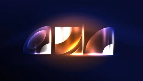 Abstract background vector neon glowing geometric elements. Hi-tech design for Stock Illustration