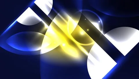 Abstract background vector neon glowing geometric elements. Hi-tech design for Illustrazione stock