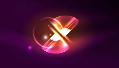 Abstract background vector neon glowing geometric elements. Hi-tech design for イラスト素材