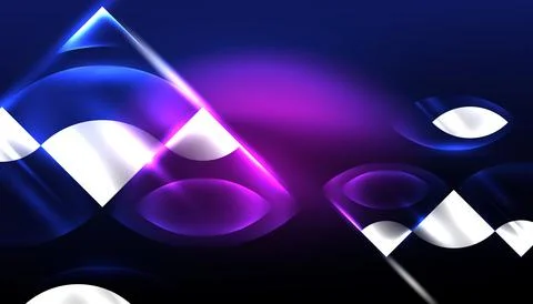 Abstract background vector neon glowing geometric elements. Hi-tech design for イラスト素材
