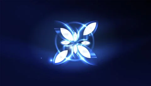 Abstract background vector neon glowing geometric elements. Hi-tech design for Stock Illustration