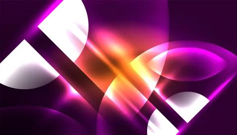 Abstract background vector neon glowing geometric elements. Hi-tech design for Stock Illustration