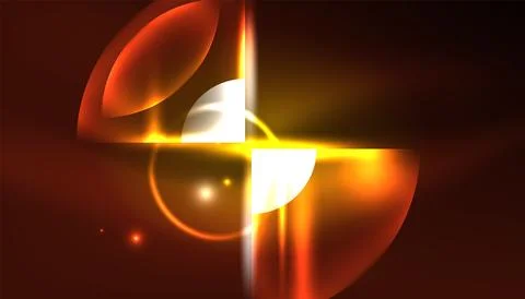 Abstract background vector neon glowing geometric elements. Hi-tech design for Stock Illustration