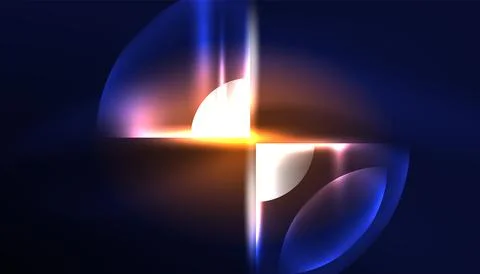 Abstract background vector neon glowing geometric elements. Hi-tech design for Stock Illustration