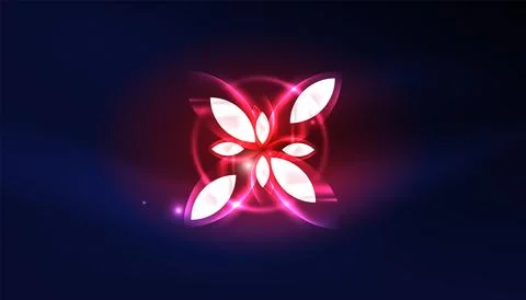 Abstract background vector neon glowing geometric elements. Hi-tech design for Stock Illustration